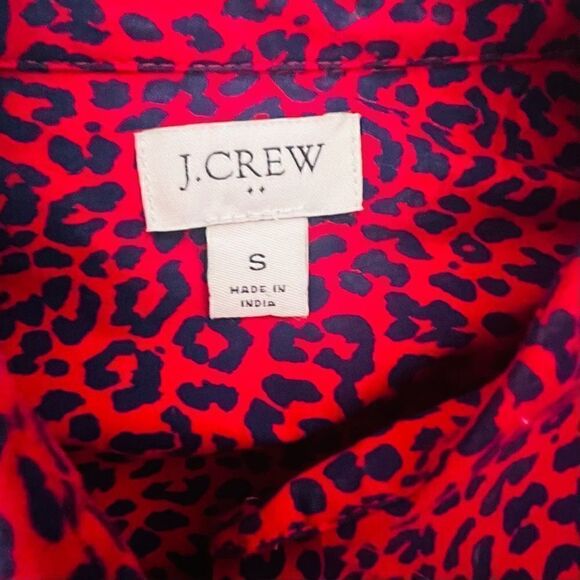 J. Crew Womens Red Leopard Print Long Sleeves Button Down Shirt Size Small - Picture 3 of 5